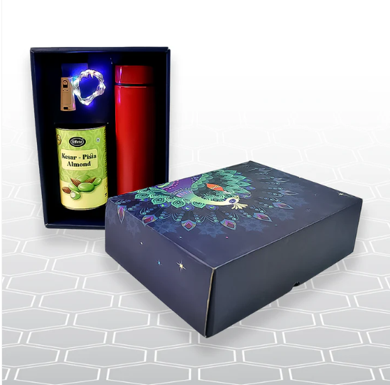 Personalized Temperature Water Bottle – Decorative Light & Kesar Pista Almond Chocolate Set - Image 2