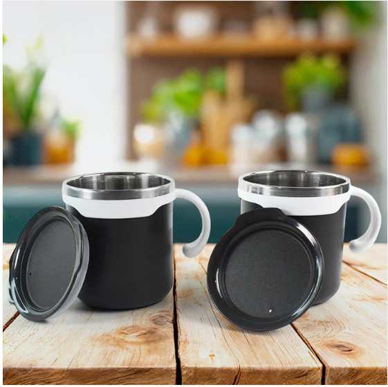 Mocha Mug Set 2 Pcs – Leak-Proof Lids & Premium 250ml Capacity