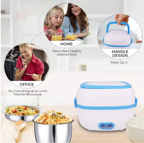 Electric Lunch Box 220V – Portable with Stainless Steel Compartments - Image 3
