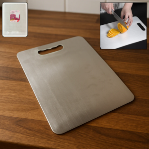 Stainless Steel Cutting Board – Rustproof with Handle 229x330mm