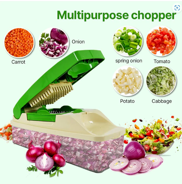 Vegetable Chopper – Quick Nicer Dicer with 4 Stainless Blades