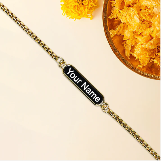 Personalized Name Bracelet – Custom Black Enamel Chain Gift