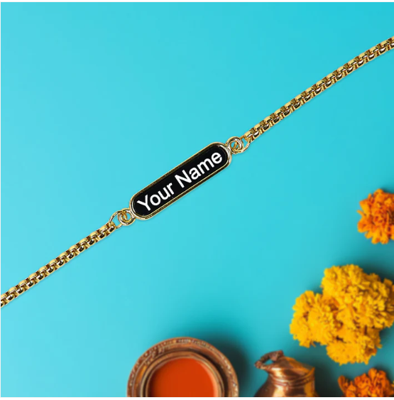Personalized Name Bracelet – Custom Black Enamel Chain Gift - Image 3