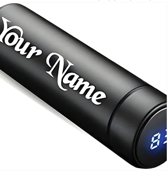 Personalized Smart Water Bottle – Temp Display 500ml | CustomSpot - Black - Image 2