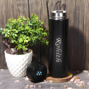 Personalized Smart Water Bottle – Temp Display 500ml | CustomSpot - Black