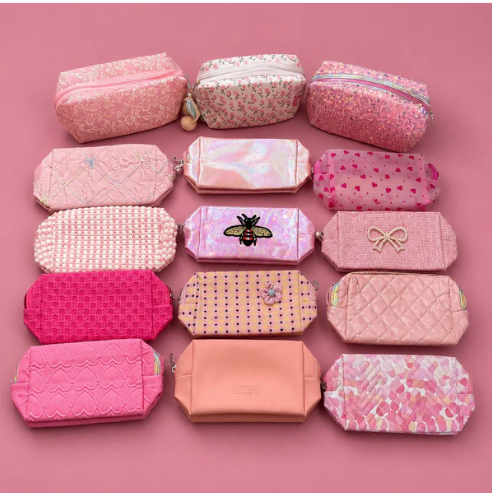 Pink Multipurpose Makeup & Stationery Organizer Pouch – Stylish & Spacious