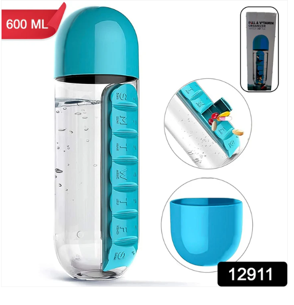 Pill Organizer Water Bottle 600ml – Travel Friendly | Own Hydrate - Image 2
