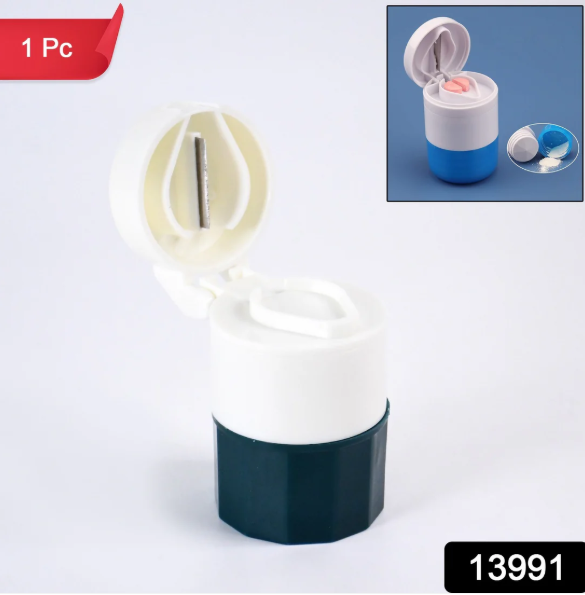 Pill Crusher 4-in-1 with Grinder, Cutter & Water Cup – Compact & Portable