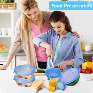 Silicone Stretch Lids – 12-Piece Reusable Food Covers with Storage Pouches
