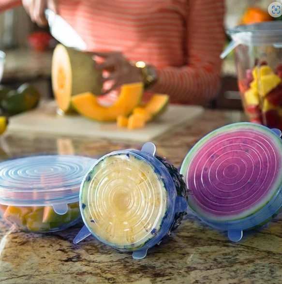Silicone Stretch Lids – 12-Piece Reusable Food Covers with Storage Pouches
