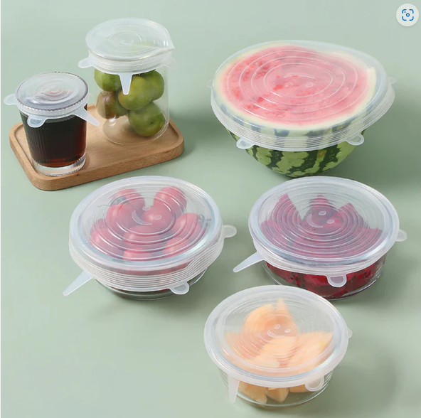 Silicone Stretch Lids – 12-Piece Reusable Food Covers with Storage Pouches