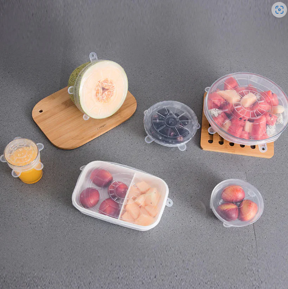 Silicone Stretch Lids – 12-Piece Reusable Food Covers with Storage Pouches
