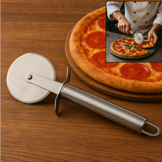 Stainless Steel Pizza Cutter – Sharp Rotary Blade & Ergonomic Handle