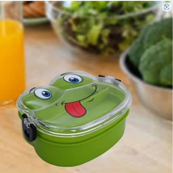 Kids Froggy Lunch Box – Double Layer with Spoon & Lid