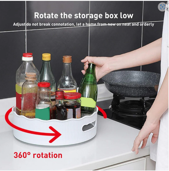 Rotating Kitchen Organizer – 360° Storage Turntable | DeoDap