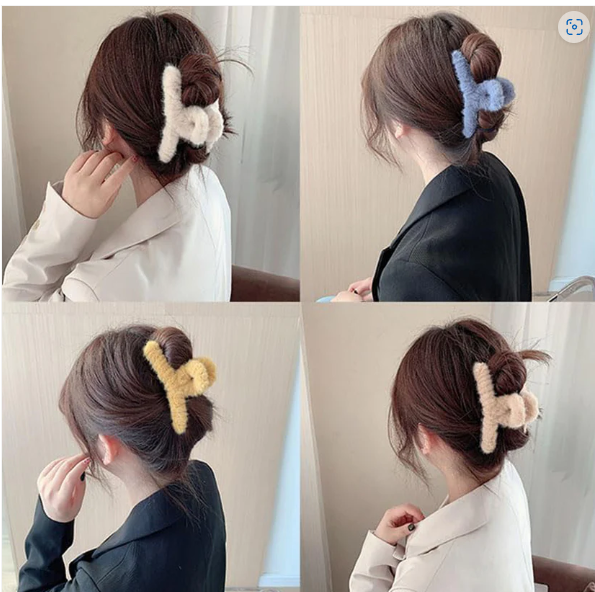 Plush Hair Claw Clip – Soft, Non-Slip & Stylish | Calm & Curl