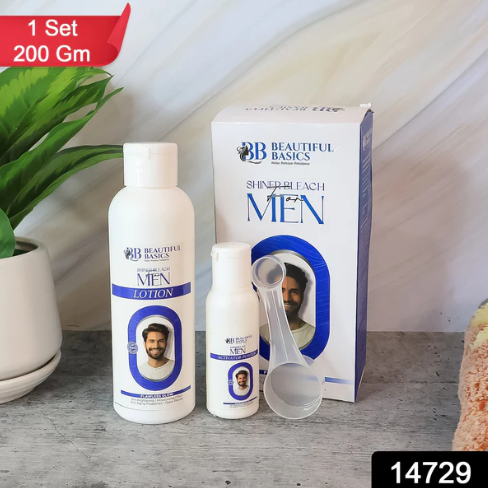 Men's Skin Bleach – Brightening Lotion & Activator Powder Set (200 gm) by Beautiful Basics