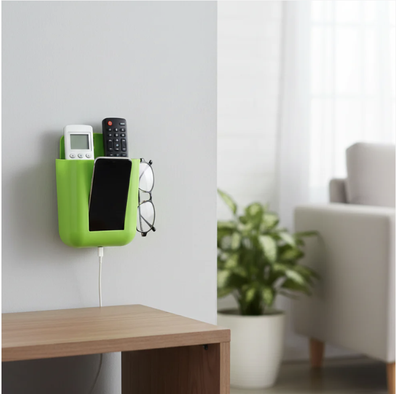 Wall Holder – 2-Section Mobile, Remote & Brush Organizer | GlimmerHome by GlimmerHome