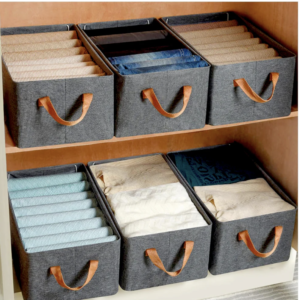Foldable Storage Box – 45 cm Cotton Linen Organizer | Organivo