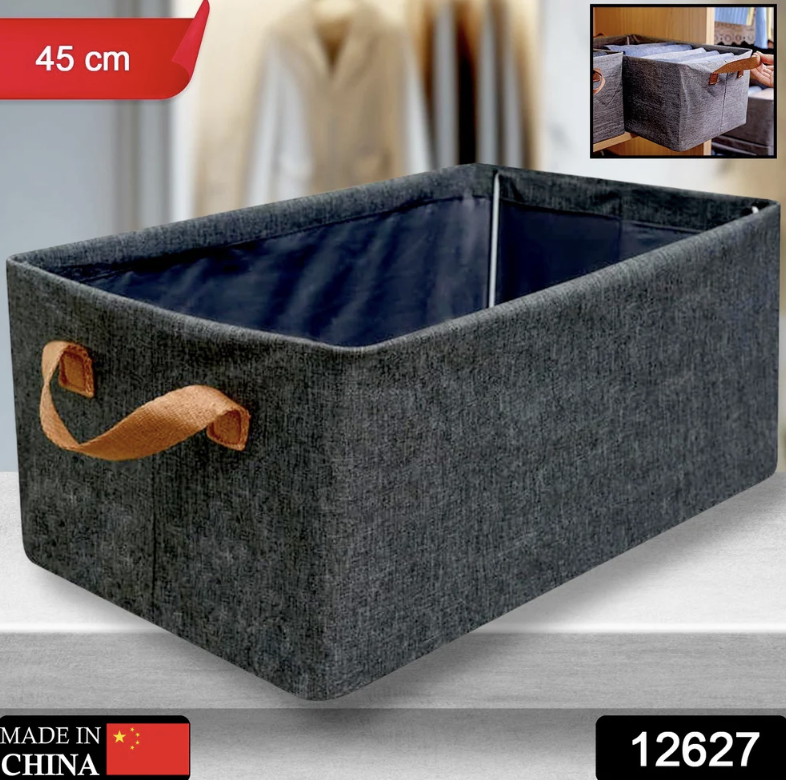 Foldable Storage Box – 45 cm Cotton Linen Organizer | Organivo