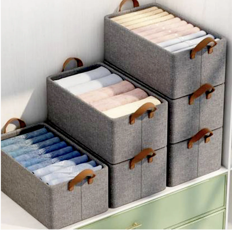 Foldable Storage Box – 45 cm Cotton Linen Organizer | Organivo