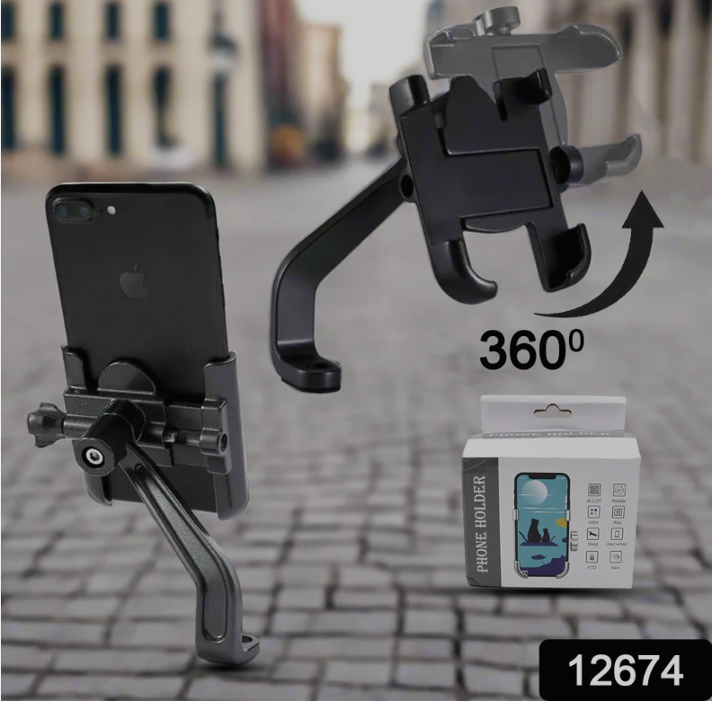 Bike Mobile Holder – 360° Metal Mount for Scooty | VelvaBloom