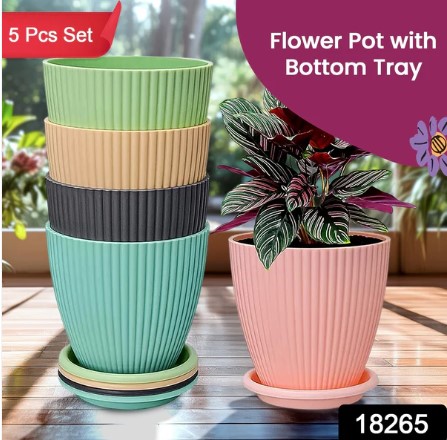 Plastic Flower Pot Set – 5 Durable Planters with Trays | Indo Glow - Image 2