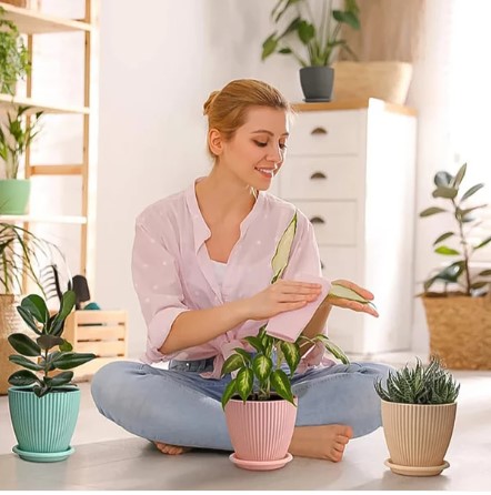 Plastic Flower Pot Set – 5 Durable Planters with Trays | Indo Glow - Image 3