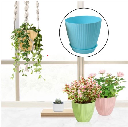 Plastic Flower Pot Set – Round 5 Pcs with Tray | Deodap - Image 3