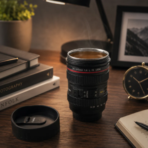 Camera Lens Coffee Mug – 350ml Travel Flask for Photographers