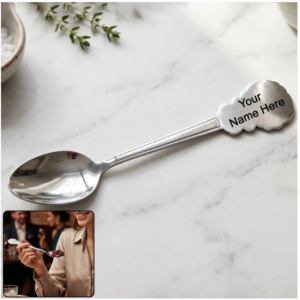 Stainless Steel Dinner Spoon – Elegant Carved Handle for Dining