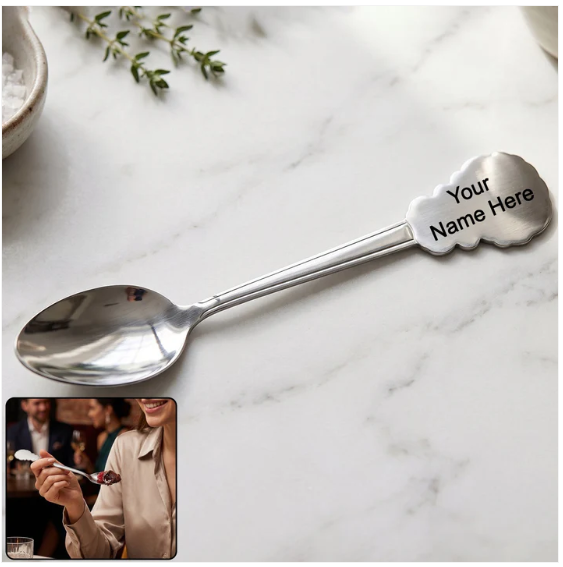 Stainless Steel Dinner Spoon – Elegant Carved Handle for Dining