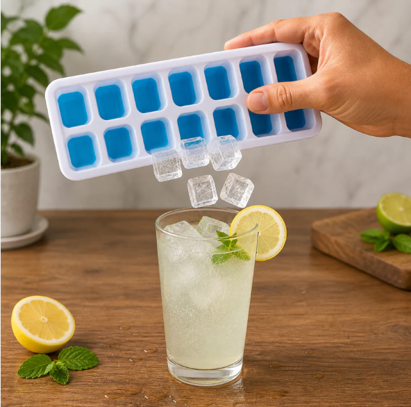 Multipurpose Plastic Ice Cube Tray – 14-Grid with Lid for Easy Freezing