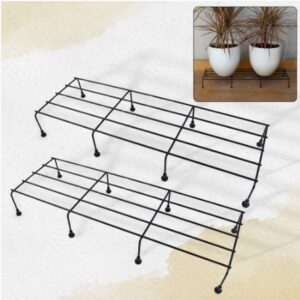 Metal Rectangle Flower Plant Stand – Durable 2 Pc Set | Giftoiza