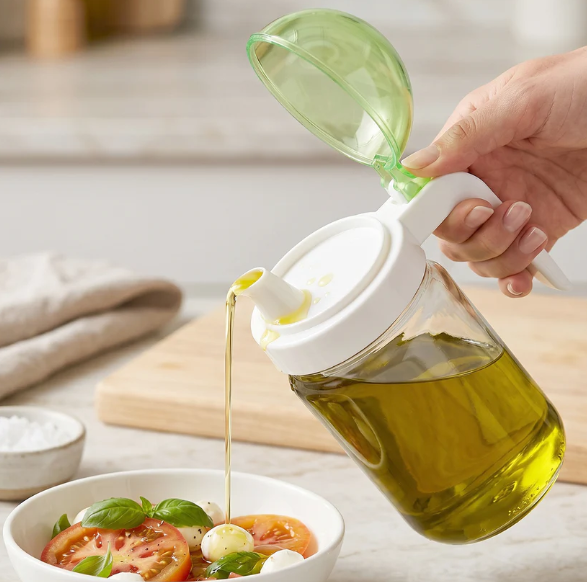 Glass Oil Bottle – 580ml Leak-Proof & Easy Pour Design