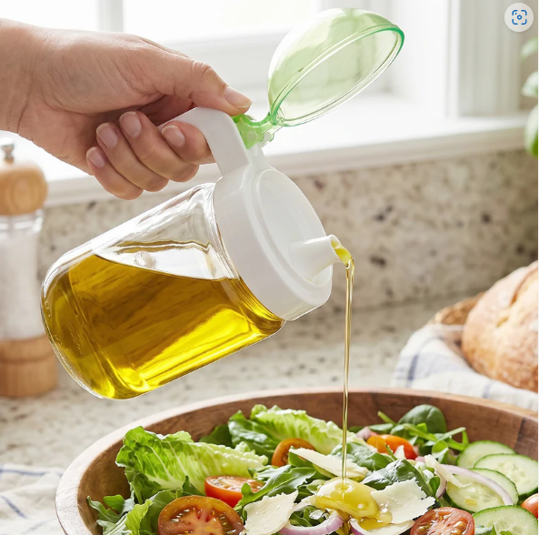 Glass Oil Bottle – 580ml Leak-Proof & Easy Pour Design