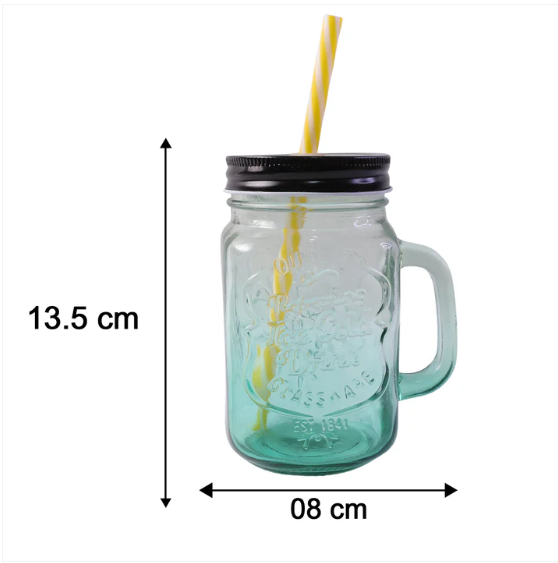 Mason Jar with Handle – Glass Drinking Cup & BPA-Free Straw | Indo Glow - Image 5