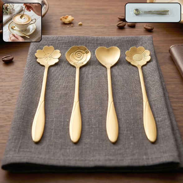 Mini Golden Serving Spoon Set – Elegant Stainless Steel Design