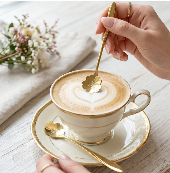 Mini Golden Serving Spoon Set – Elegant Stainless Steel Design