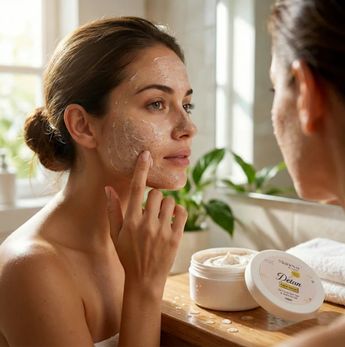 Detan Face Scrub – Removes Sun Tan & Dark Spots Clearly