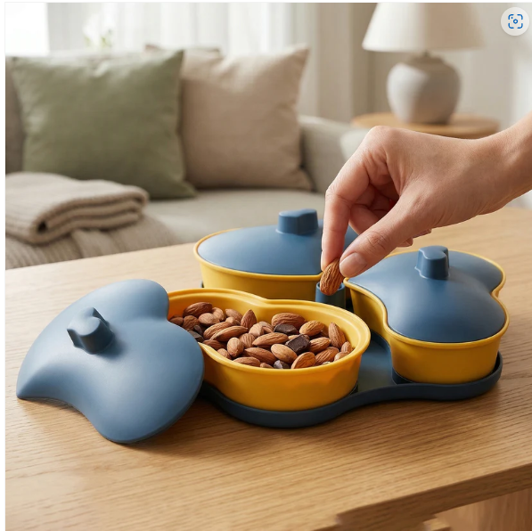 Multipurpose Snack Serving Tray with Lid – Elegant & Convenient