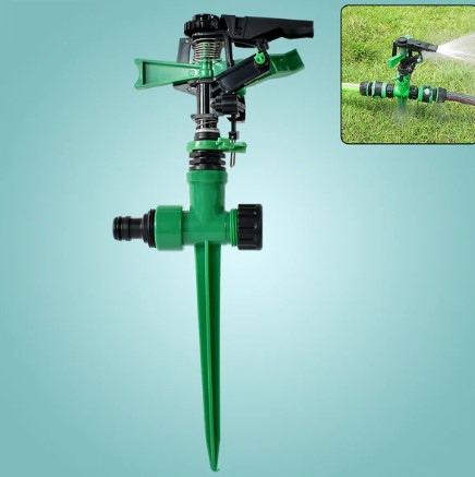 360-Degree Rotating Garden Impact Sprinkler – Adjustable Water Coverage