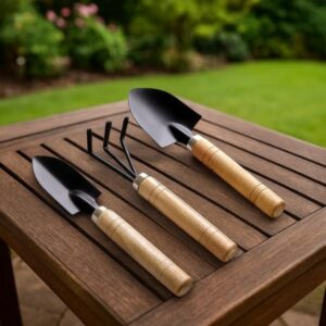 Garden Tool Kit – Durable 3-Piece Set with Wooden Handles