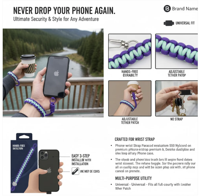 Phone Wrist Strap – Adjustable Multipurpose Lanyard | Gambit