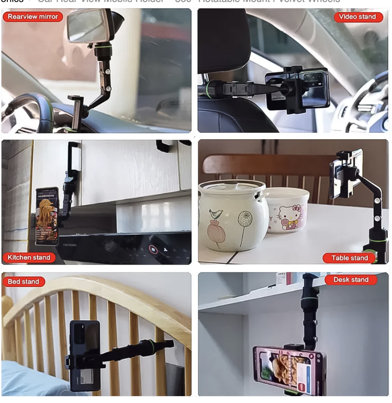 Car Rear View Mobile Holder – 360° Rotatable Mount | Velvet Wheels