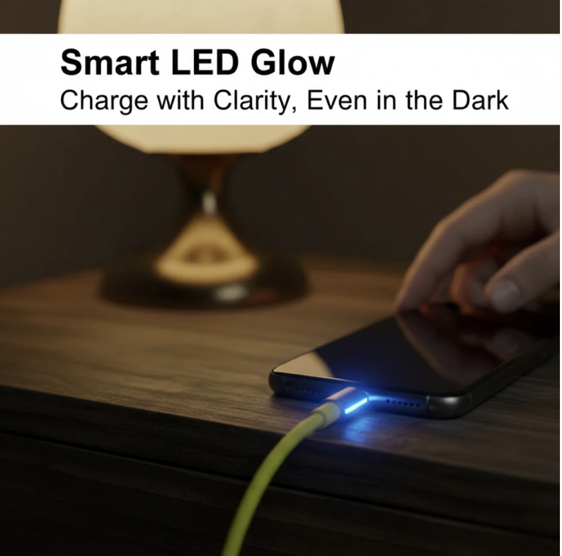 Type C Fast Charging Cable – with Light & 1m Durable | Indo Glow