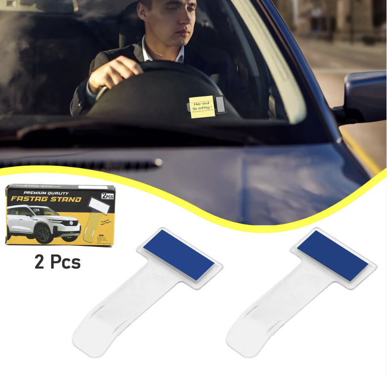 Fastag Holder for Car – Transparent Windscreen Card Stand (2 Pack) | Velvet Wheels