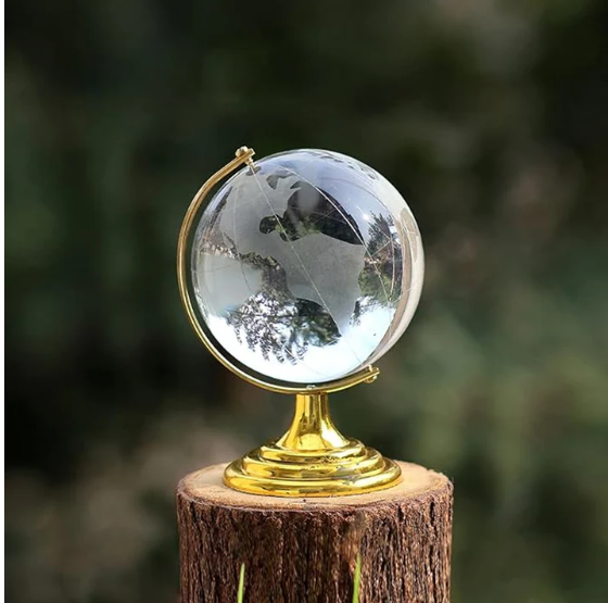 Crystal World Globe with Golden Stand for Desk Decor | Indo Glow - Image 2