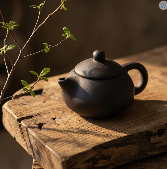 Matte Black Ceramic Tea Set – Elegant Teapot with 4 Cups