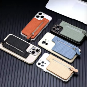 Adhesive Card Phone Holder – Zipper Pocket Wallet | Mobiléon